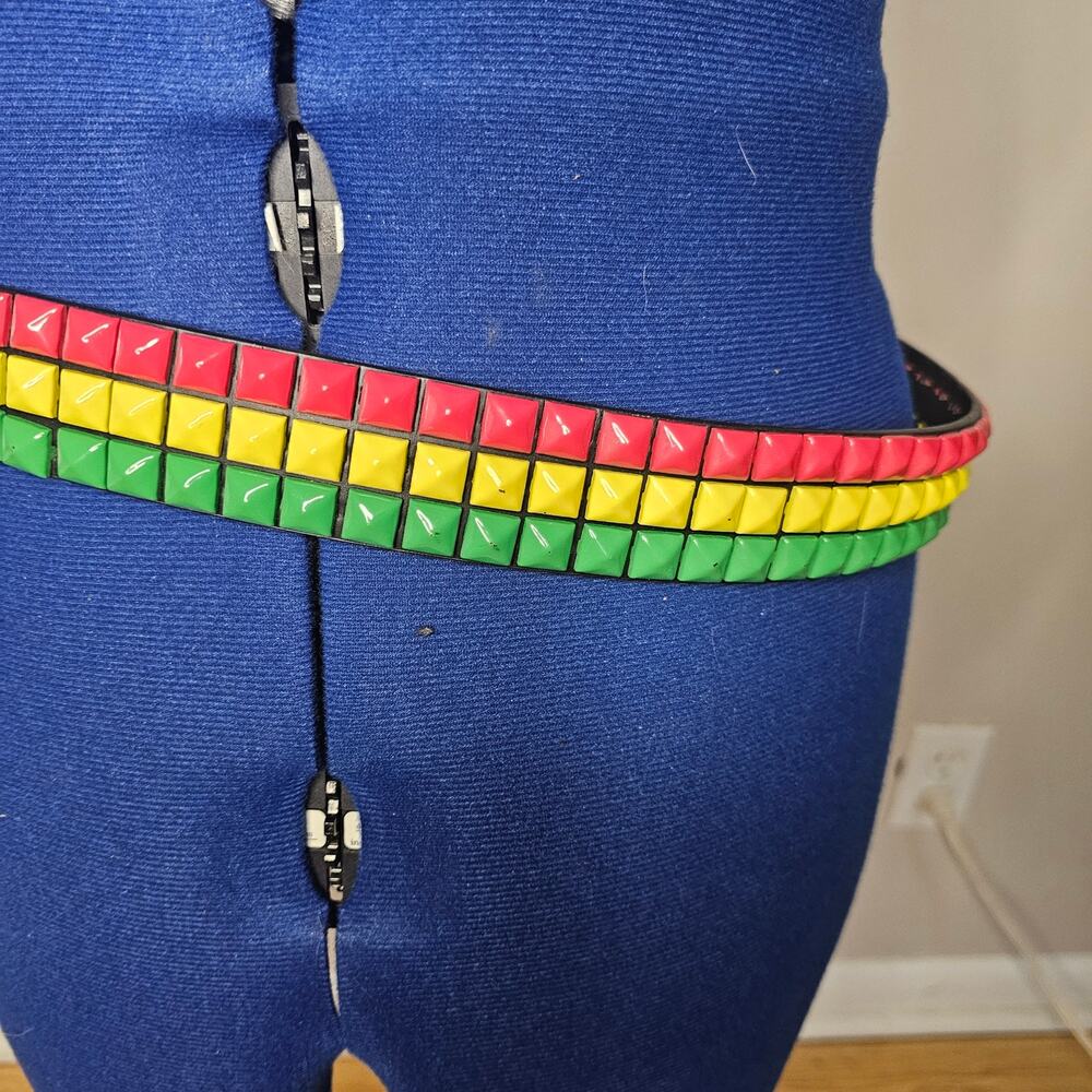 Vintage M3YC Reggae Stud Belt | Black Vegan Leather Pyramid Studs | Size 36 - Picture 2 of 6